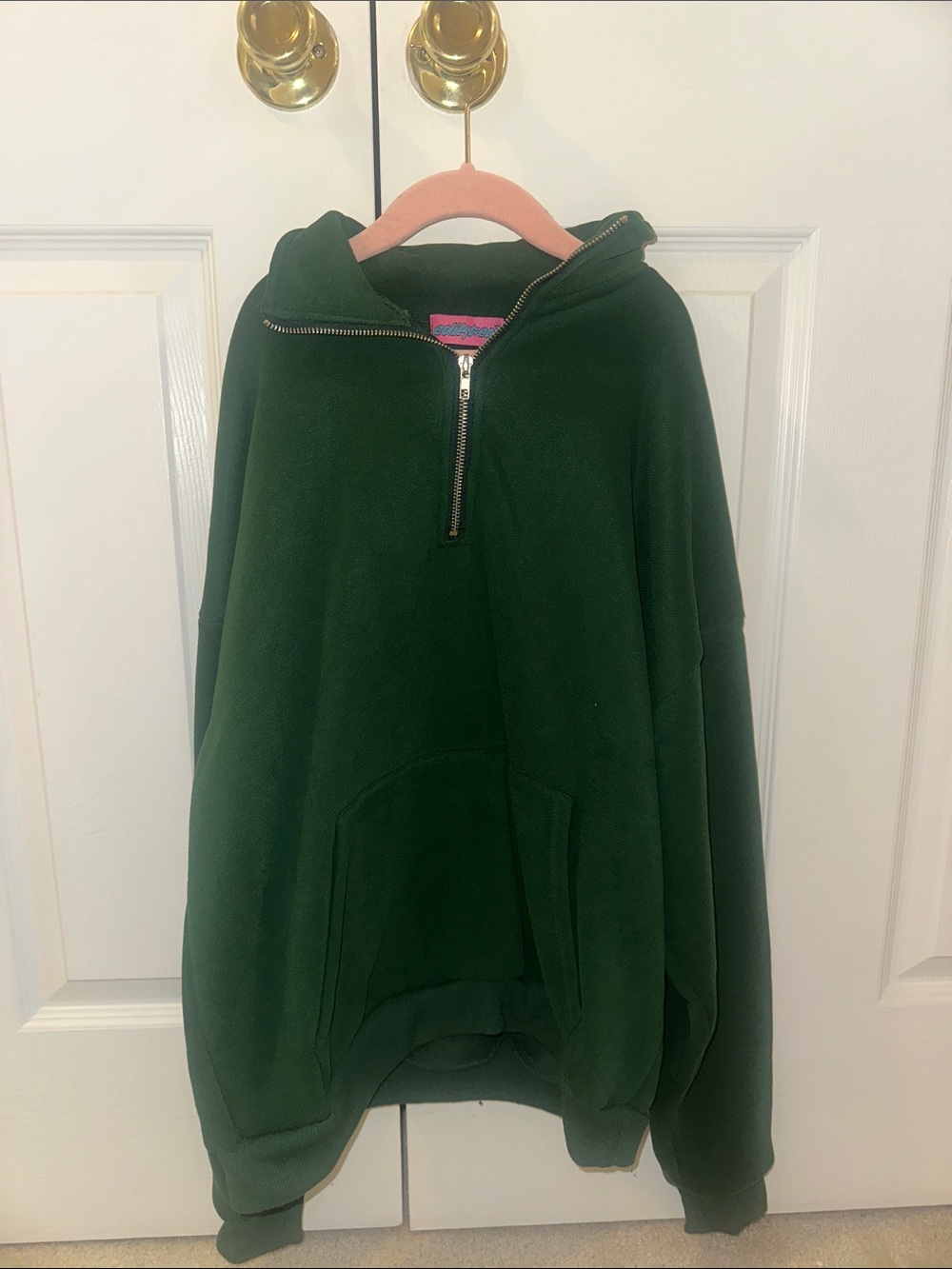 Edikted Dark Green Half-Zip Hoodie Sweater